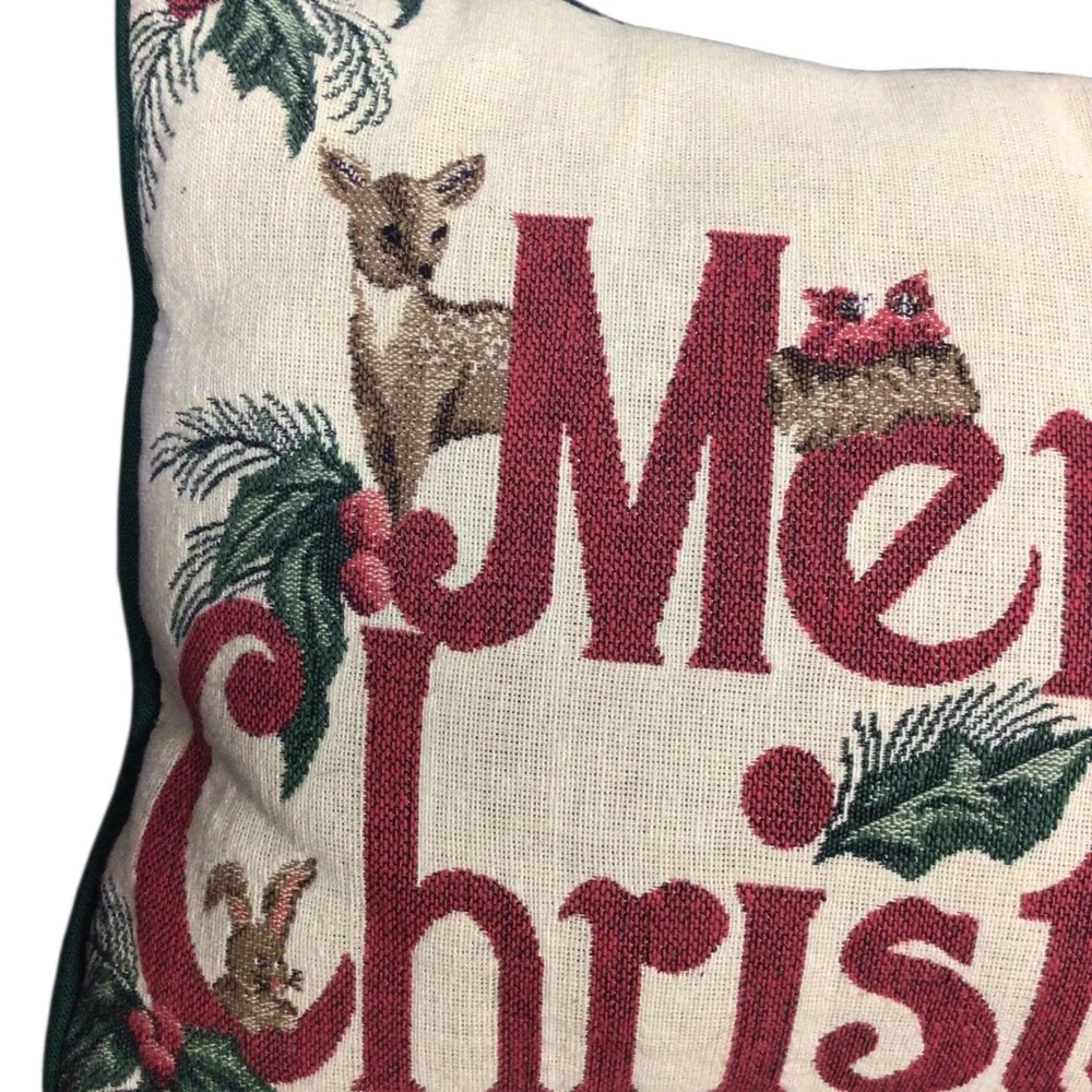 Riverdale Merry Christmas Pillow Needlepoint Tapestry Throw Decor Holiday